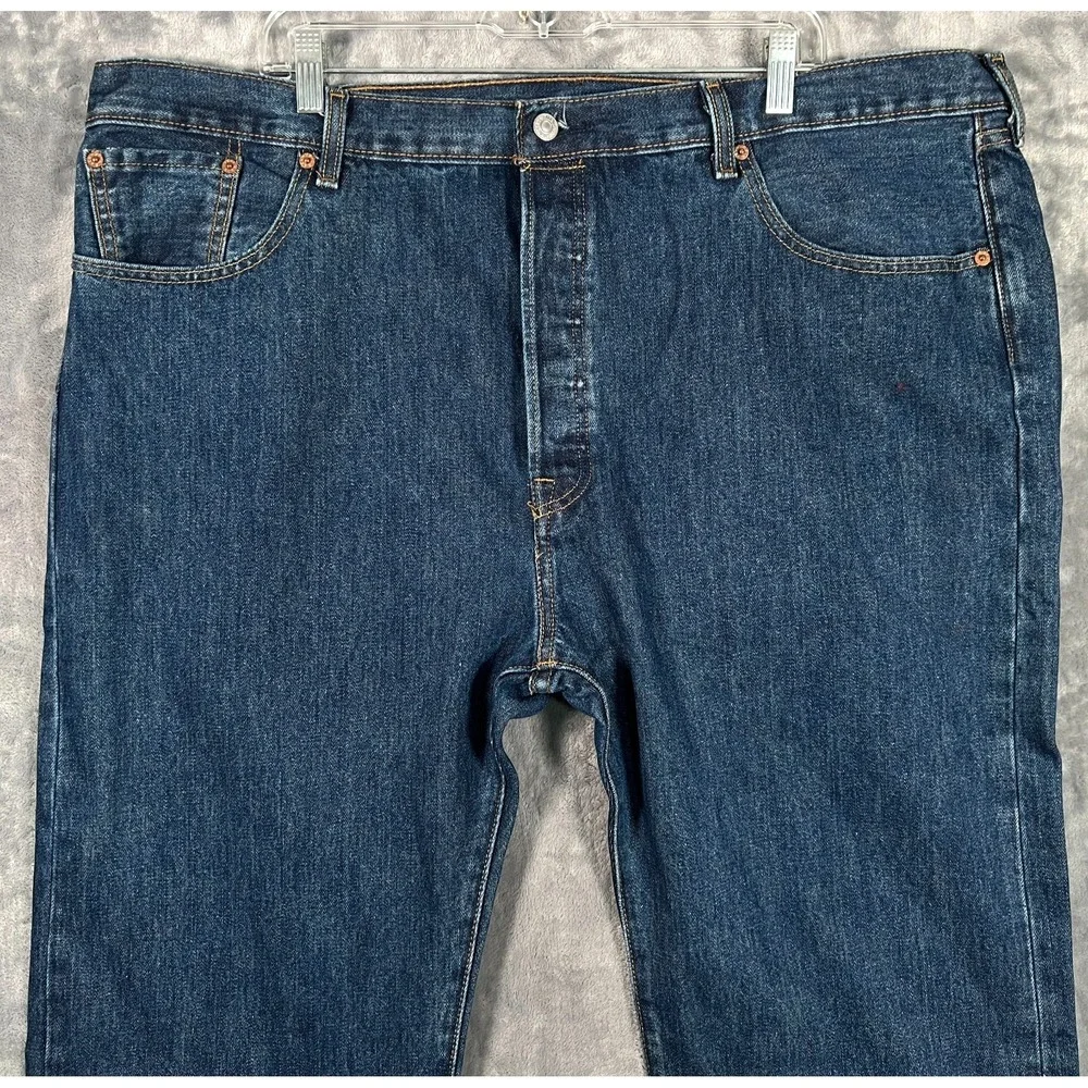 Levis 501 Jeans Mens 44x34 Big Tall Button Fly Straight Leg Blue Denim Original